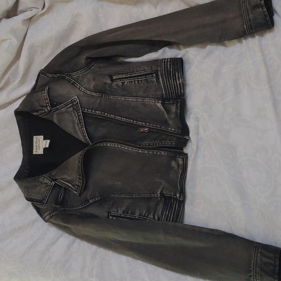Grey Denim Moto Jacket - Picture 1 of 2